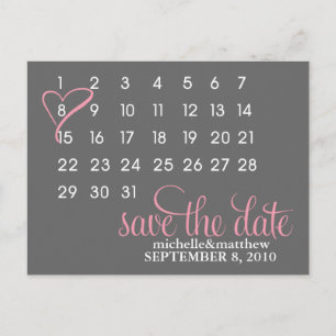 Cartão Postal De Anúncio Marque no Calendário Casamento Salve a Data