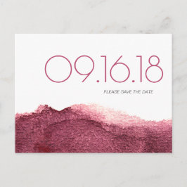 Cartão Postal De Anúncio Marsala rosa moderno simples casamento salvar a da