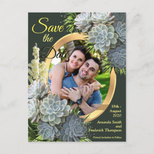 Cartão Postal De Anúncio Matizes Sucultos de Blues Pálidos Salvem a Data