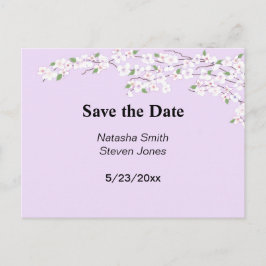 Cartão Postal De Anúncio Mauve e Flores Brancas Salve a Data