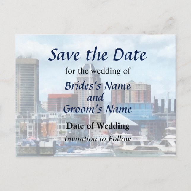 Cartão Postal De Anúncio MD - Baltimore Skyline e Harbour (Frente)