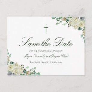 Cartão Postal De Anúncio Megan Christian Cruz Rosas Save the Date