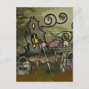 Cartão Postal De Anúncio Meia-noite Graveyard Whimsical HALLOWEEN