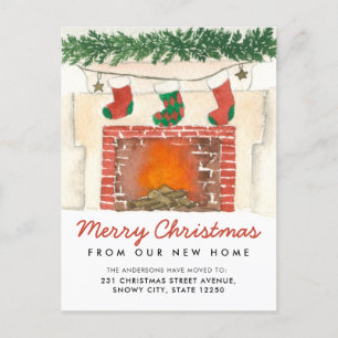 Cartão Postal De Anúncio Meias De Natal Lareira Festa Móvel