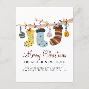 Cartão Postal De Anúncio Meias Feliz Natal Nova Casa Férias Mudança