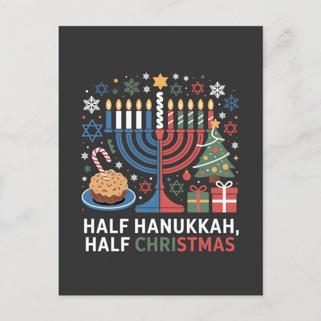 Cartão Postal De Anúncio Meio Natal Half Hanukkah Christmukkah Funny (Frente)