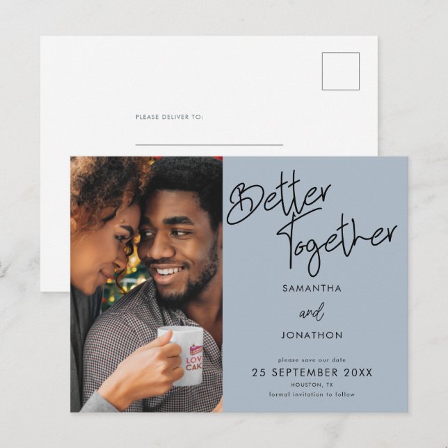 Cartão Postal De Anúncio Melhor Junto Do Script De Fotografia Azul Salvar A (Frente/Verso)