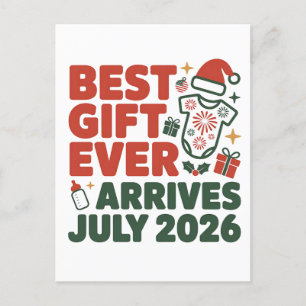 Cartão Postal De Anúncio Melhor Presente Chega em Julho 2026 Natal Casais