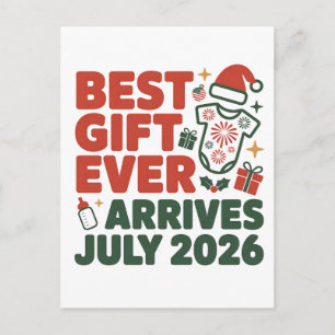 Cartão Postal De Anúncio Melhor Presente Chega em Julho 2026 Natal Casais