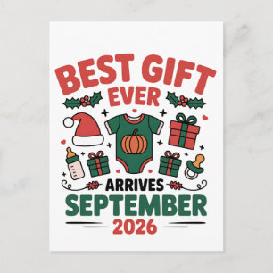 Cartão Postal De Anúncio Melhor Presente Chega em Setembro de 2026 Natal