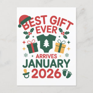 Cartão Postal De Anúncio Melhor Presente de Natal Chega Janeiro 2026 Casais