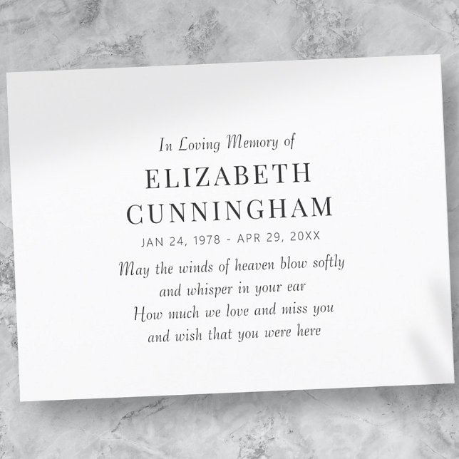 Cartão Postal De Anúncio Memorial Moderno Simples Em Memória Amorosa (Criador carregado)