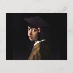 Cartão Postal De Anúncio Menina com o Chapéu de Formatura (Brinco de Pérola