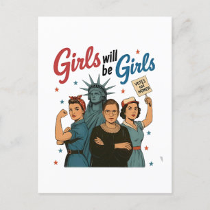 Cartão Postal De Anúncio Menina Será Mulher Igualdade Feminista Direitos da
