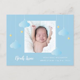 Cartão Postal De Anúncio Menino Bebê Azul Brilho Brilho Foto Fofo Nasciment