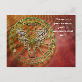 Cartão Postal De Anúncio Mensagem Personalizada de Astrologia Taurus Horosc