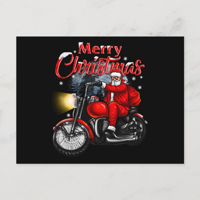 Cartão Postal De Anúncio Merry Christmas Biker Santa (Frente)