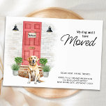 Cartão Postal De Anúncio Meu Cachorro e eu mudamos o Labrador Amarelo<br><div class="desc">"Meu Cachorro e Eu Mudamos" Anúncio em Movimento Celebre sua jogada com charme e humor usando nosso encantador anúncio em movimento "Meu Cachorro e Eu Mostrei". Perfeito para amantes de cães, este cartão caprichoso captura a alegria de se instalar em uma nova casa com seu amigo peludo ao seu lado....</div>