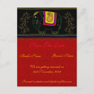 Cartão Postal De Anúncio Meu elefante indiano - vermelho indiano