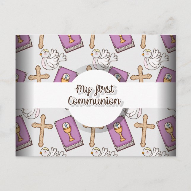 Cartão Postal De Anúncio Meu primeiro comunhão (Frente)
