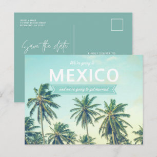 Cartão Postal De Anúncio México Casamento Tropical Praia Salva as Datas