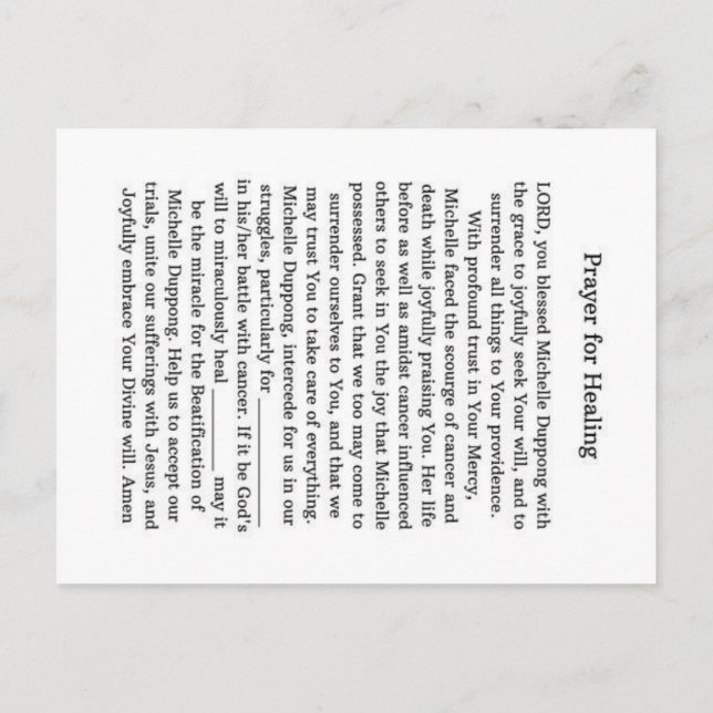 Cartão Postal De Anúncio Michelle Duppong (Verso)