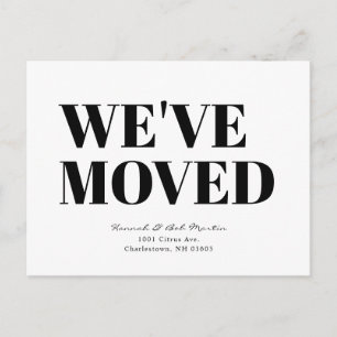 Cartão Postal De Anúncio Minimalista Moderno Preto e Branco Mudança