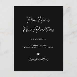 Cartão Postal De Anúncio Minimalista Preto Nova Casa Novas Aventuras Mudanç