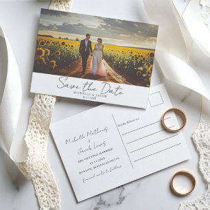 Cartão Postal De Anúncio Minimalista Uma Foto Salvar a Data de Casamento