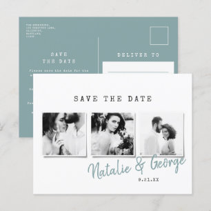 Cartão Postal De Anúncio Mínimo de casamento com fotos na moda