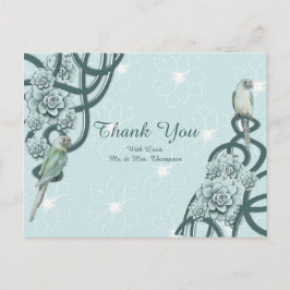 Cartão Postal De Anúncio Mint Blue Pine Green Succults Obrigado