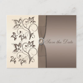 Cartão Postal De Anúncio Mocha e Ivory Floral Salvem o Cartão-Postal de Dat
