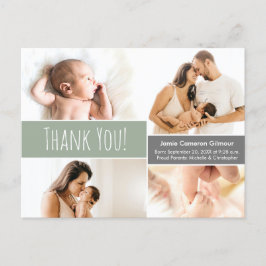 Cartão Postal De Anúncio Modern Green Welcome Home Baby Boy Collage T