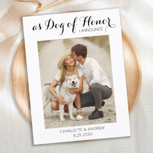 Cartão Postal De Anúncio Modern Photo Dog Of Honor Wedding Save The Date