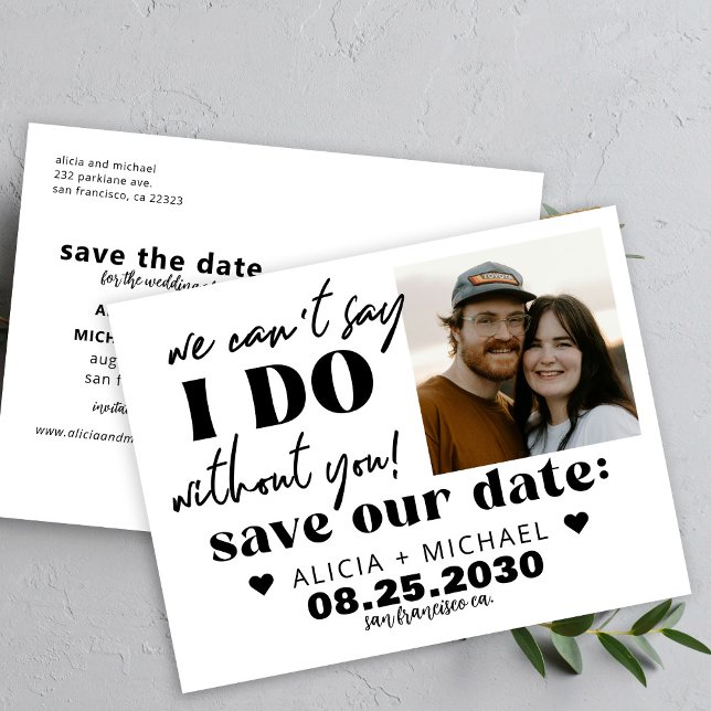 Cartão Postal De Anúncio Modern photo funny casual wedding save the date (Criador carregado)