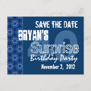Cartão Postal De Anúncio Modern Save the Date Surprise 40th Party V401