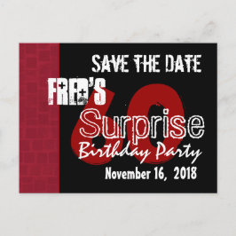Cartão Postal De Anúncio Modern Save the Date Surprise 60th Party W1942A