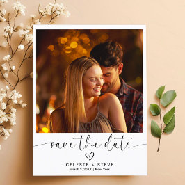 Cartão Postal De Anúncio Modern Wedding Save the Date Photo Na moda