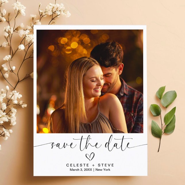 Cartão Postal De Anúncio Modern Wedding Save the Date Photo Na moda (')