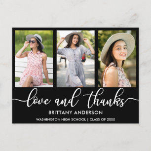 Cartão Postal De Anúncio Moderno 3 Foto Graduação Amor e Obrigados B