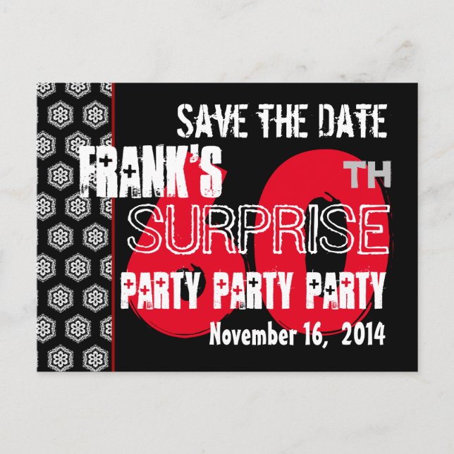 Cartão Postal De Anúncio Moderno Aniversário Surpresa de 60 anos R201 Save  (Frente)