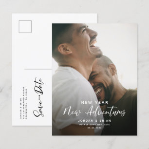 Cartão Postal De Anúncio Moderno Ano Novo Engajamento   Aventuras Roteiro D