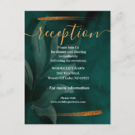 Cartão Postal De Anúncio moderno esmerald green e deixa cartão de recepção