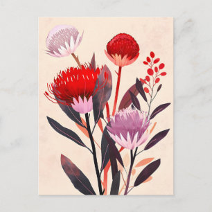 Cartão Postal De Anúncio Moderno Minimalista Botânico Floral Boho