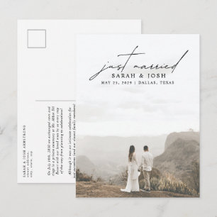 Cartão Postal De Anúncio Moderno Minimalista Foto de Casamento Recém-Casado