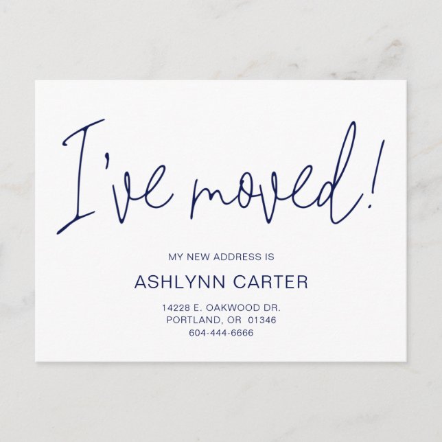 Cartão Postal De Anúncio Moderno, movi novo Marinho doméstico azul (Frente)