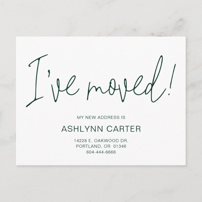 Cartão Postal De Anúncio Moderno, movi novo Teal de Casa (Frente)