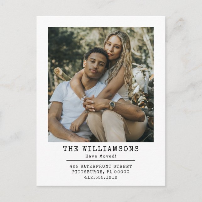 Cartão Postal De Anúncio Moderno Mudamos Mudança de Endereço Foto Mudança (Frente)