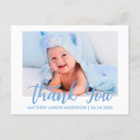 Moderno Novo Menino Obrigado Azul