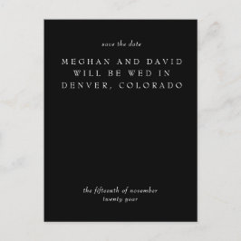 Cartão Postal De Anúncio Moderno Preto Mínimo Elegante Simples Salve A Data